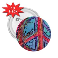 Hippie Peace Sign Psychedelic Trippy 2 25  Buttons (10 Pack)  by Modalart