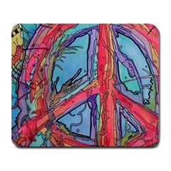 Hippie Peace Sign Psychedelic Trippy Large Mousepad by Modalart