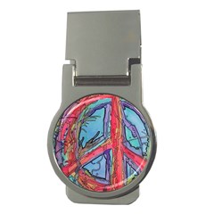 Hippie Peace Sign Psychedelic Trippy Money Clips (round)  by Modalart