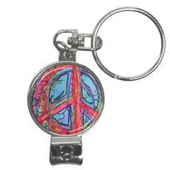 Hippie Peace Sign Psychedelic Trippy Nail Clippers Key Chain by Modalart