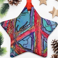 Hippie Peace Sign Psychedelic Trippy Star Ornament (two Sides) by Modalart