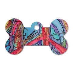 Hippie Peace Sign Psychedelic Trippy Dog Tag Bone (one Side) by Modalart