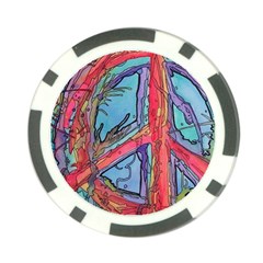 Hippie Peace Sign Psychedelic Trippy Poker Chip Card Guard by Modalart