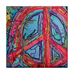 Hippie Peace Sign Psychedelic Trippy Face Towel by Modalart