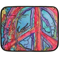 Hippie Peace Sign Psychedelic Trippy Two Sides Fleece Blanket (mini) by Modalart