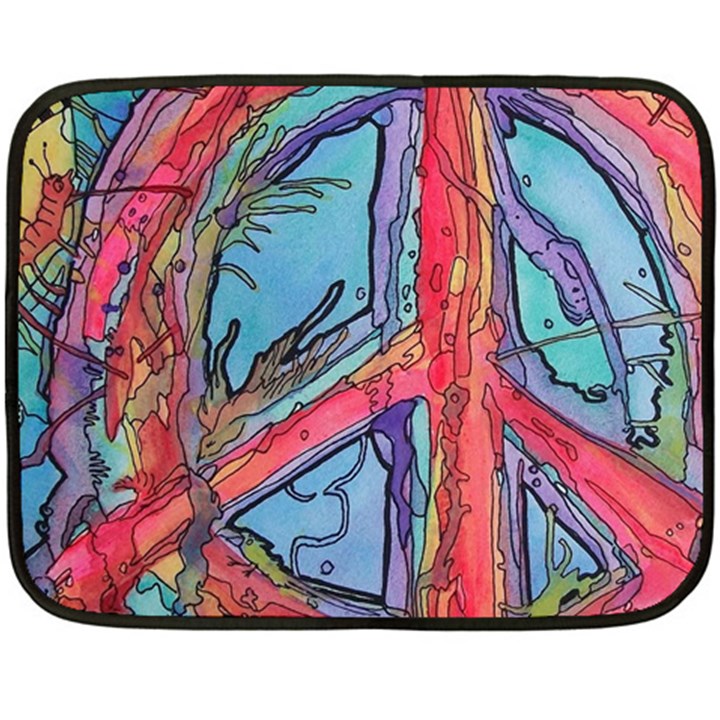 Hippie Peace Sign Psychedelic Trippy Two Sides Fleece Blanket (Mini)