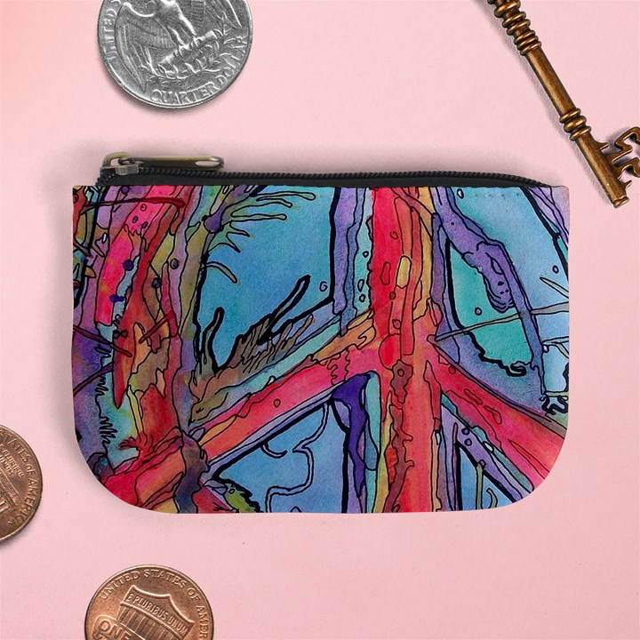 Hippie Peace Sign Psychedelic Trippy Mini Coin Purse