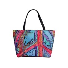 Hippie Peace Sign Psychedelic Trippy Classic Shoulder Handbag by Modalart