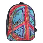 Hippie Peace Sign Psychedelic Trippy School Bag (Large) Front