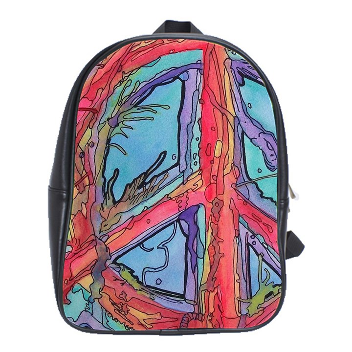 Hippie Peace Sign Psychedelic Trippy School Bag (Large)