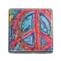 Hippie Peace Sign Psychedelic Trippy Memory Card Reader (square 5 Slot) by Modalart