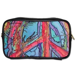 Hippie Peace Sign Psychedelic Trippy Toiletries Bag (two Sides) by Modalart