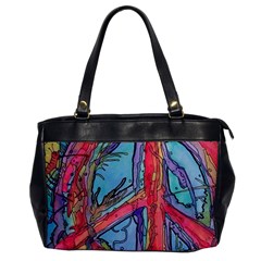 Hippie Peace Sign Psychedelic Trippy Oversize Office Handbag by Modalart