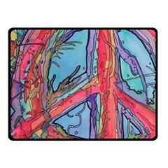 Hippie Peace Sign Psychedelic Trippy Fleece Blanket (small) by Modalart