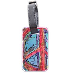 Hippie Peace Sign Psychedelic Trippy Luggage Tag (two Sides) by Modalart