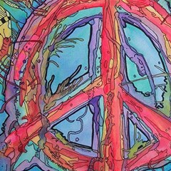 Hippie Peace Sign Psychedelic Trippy Play Mat (rectangle) by Modalart