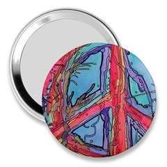 Hippie Peace Sign Psychedelic Trippy 3  Handbag Mirrors by Modalart