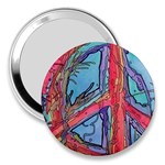 Hippie Peace Sign Psychedelic Trippy 3  Handbag Mirrors Front