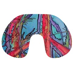 Hippie Peace Sign Psychedelic Trippy Travel Neck Pillow by Modalart