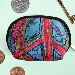 Hippie Peace Sign Psychedelic Trippy Accessory Pouch (medium) by Modalart