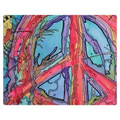 Hippie Peace Sign Psychedelic Trippy Two Sides Premium Plush Fleece Blanket (medium) by Modalart