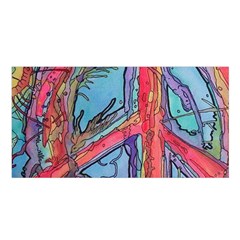 Hippie Peace Sign Psychedelic Trippy Satin Shawl 45  X 80  by Modalart