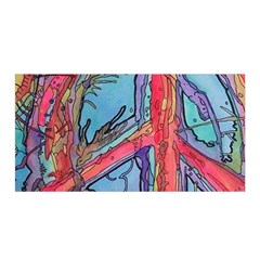 Hippie Peace Sign Psychedelic Trippy Satin Wrap 35  X 70  by Modalart