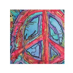 Hippie Peace Sign Psychedelic Trippy Square Satin Scarf (30  X 30 ) by Modalart