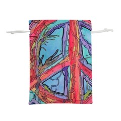 Hippie Peace Sign Psychedelic Trippy Lightweight Drawstring Pouch (l) by Modalart