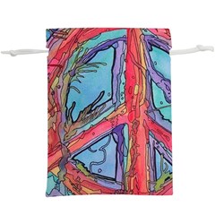 Hippie Peace Sign Psychedelic Trippy Lightweight Drawstring Pouch (xl) by Modalart