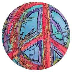 Hippie Peace Sign Psychedelic Trippy Round Trivet by Modalart