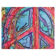 Hippie Peace Sign Psychedelic Trippy Premium Plush Fleece Blanket (medium)