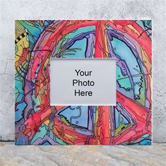 Hippie Peace Sign Psychedelic Trippy White Wall Photo Frame 5  X 7  by Modalart