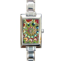 Colorful Psychedelic Fractal Trippy Rectangle Italian Charm Watch