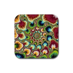 Colorful Psychedelic Fractal Trippy Rubber Coaster (square)