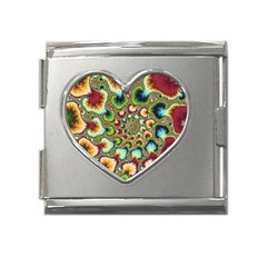 Colorful Psychedelic Fractal Trippy Mega Link Heart Italian Charm (18mm) by Modalart