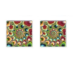 Colorful Psychedelic Fractal Trippy Cufflinks (square) by Modalart