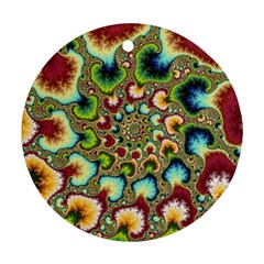 Colorful Psychedelic Fractal Trippy Round Ornament (two Sides) by Modalart