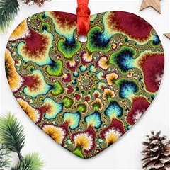 Colorful Psychedelic Fractal Trippy Heart Ornament (two Sides)