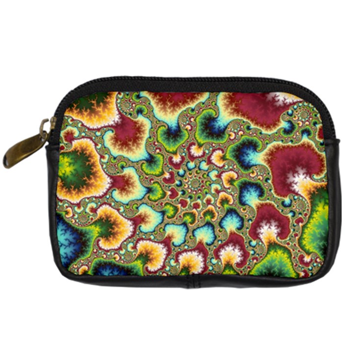 Colorful Psychedelic Fractal Trippy Digital Camera Leather Case