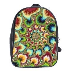 Colorful Psychedelic Fractal Trippy School Bag (large)