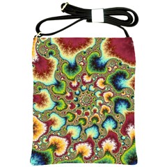 Colorful Psychedelic Fractal Trippy Shoulder Sling Bag by Modalart