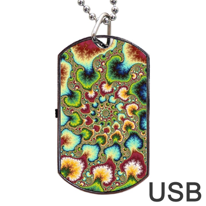 Colorful Psychedelic Fractal Trippy Dog Tag USB Flash (Two Sides)