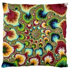 Colorful Psychedelic Fractal Trippy Large Cushion Case (one Side) by Modalart