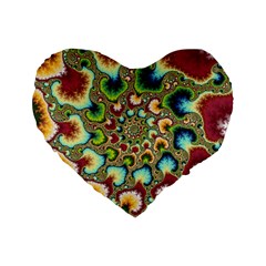 Colorful Psychedelic Fractal Trippy Standard 16  Premium Heart Shape Cushions by Modalart