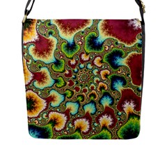 Colorful Psychedelic Fractal Trippy Flap Closure Messenger Bag (l)