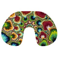 Colorful Psychedelic Fractal Trippy Travel Neck Pillow