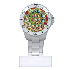 Colorful Psychedelic Fractal Trippy Plastic Nurses Watch