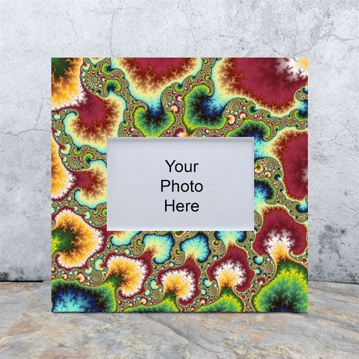 Colorful Psychedelic Fractal Trippy White Box Photo Frame 4  x 6 