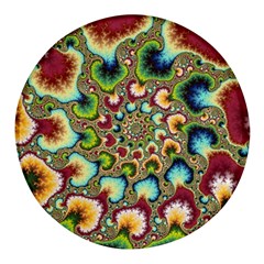 Colorful Psychedelic Fractal Trippy Round Glass Fridge Magnet (4 Pack)